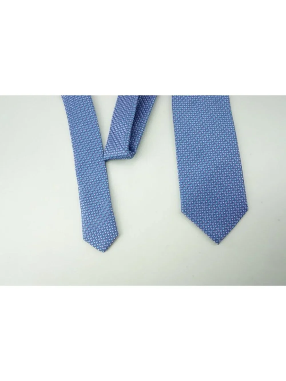 Eton Cobalt Sky Blue Micro Geometric Woven 100% Silk Tie Brand New With Tags